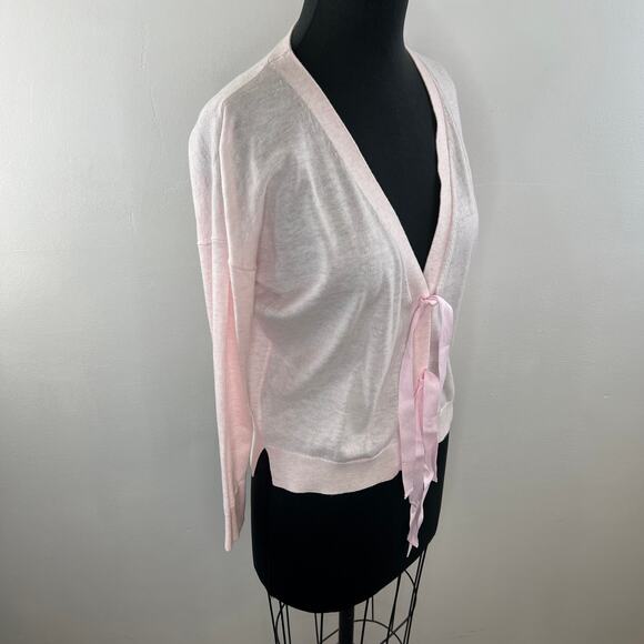 NWT J. Crew Bow-Front Cardigan Sweater in Light Baby Pink Merino Wool J0189 XS - Picture 4 of 13